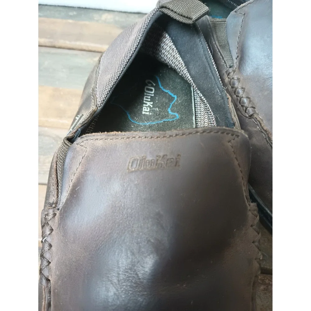 OluKai Leather Loafer‎ Slip On Comfort Casual Shoes Brown Mens Size M14